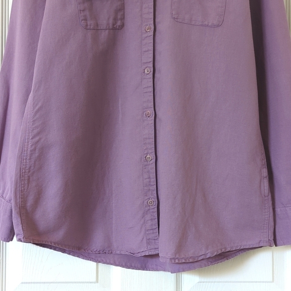 Orvis Classic Linen Blend Long Roll Tab Sleeve Button Down Shirt Purple Medium - Picture 9 of 14